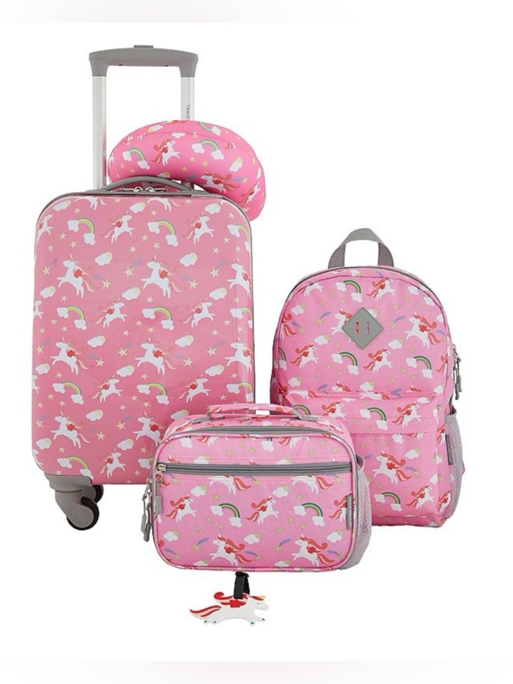 Travelers Club Kids 5-Piece Pink Unicorn & Rainbows Travel Set - NIB